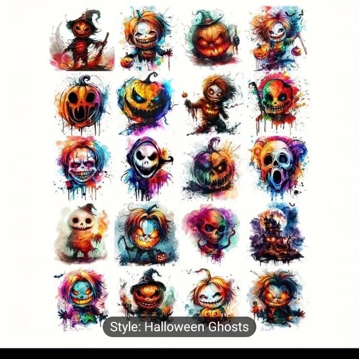 1 Pack Of Spooky Ghosts Stickers, Halloween Themed Self-Adhesive Paper 7 pack - Thumbnail 2