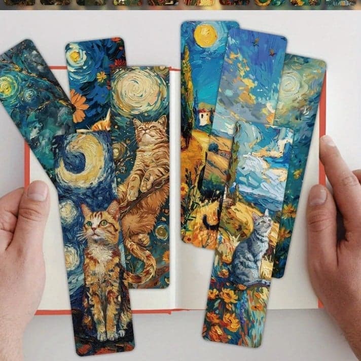 Artistic Cat Bookmarks Set - Thumbnail 3
