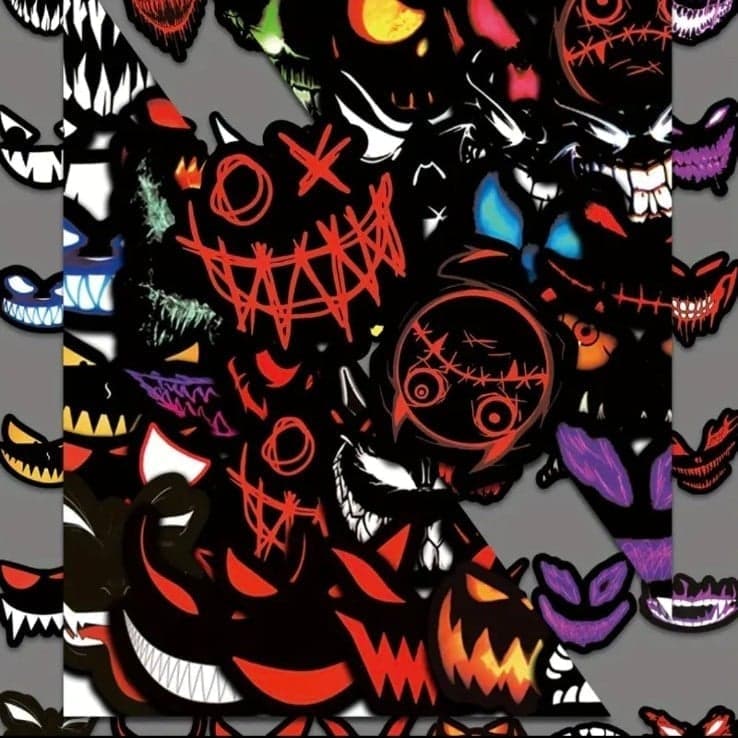 Colorful Monster Face Stickers 10 pack - Thumbnail 2