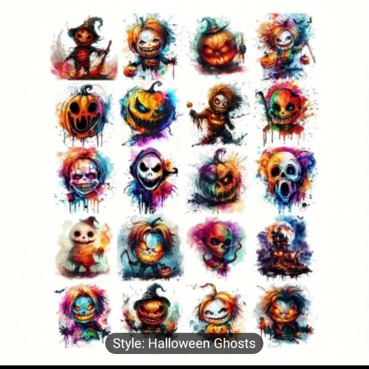 1 Pack Of Spooky Ghosts Stickers, Halloween Themed Self-Adhesive Paper 7 pack - Thumbnail 7