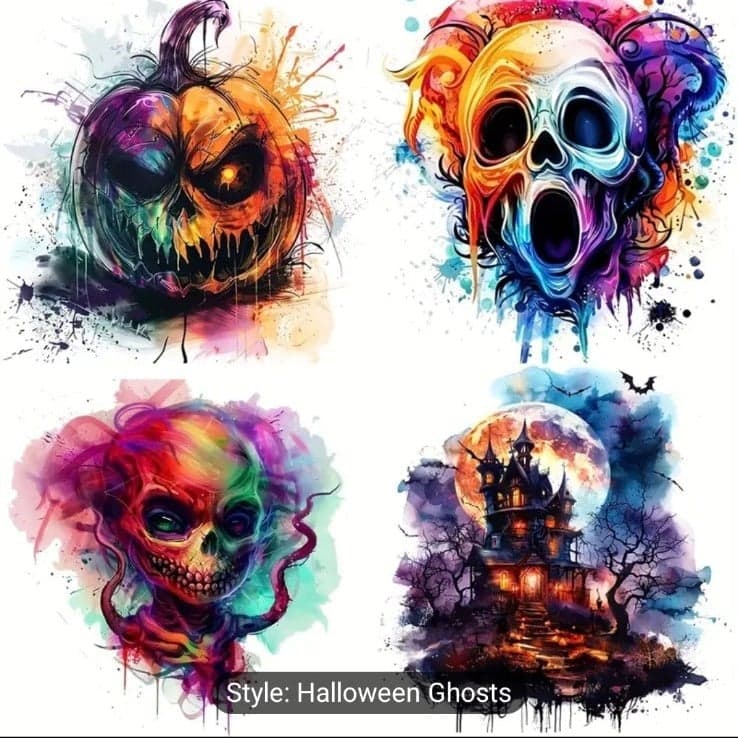 1 Pack Of Spooky Ghosts Stickers, Halloween Themed Self-Adhesive Paper 7 pack - Thumbnail 6