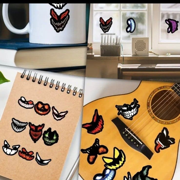 Colorful Monster Face Stickers 10 pack - Thumbnail 9