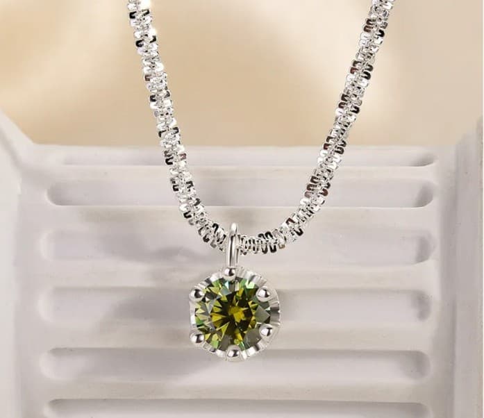 Starry sky sparkling round cut moissenite pendant Sterling silver stamped 925 - Image 1