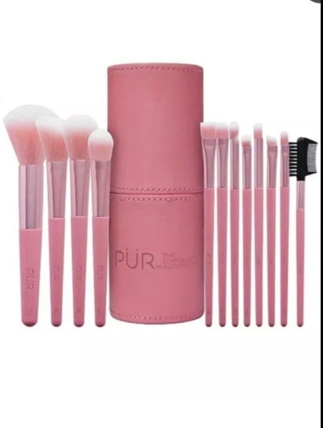 PÜR Pink Makeup Brush Set with Case - Image 1