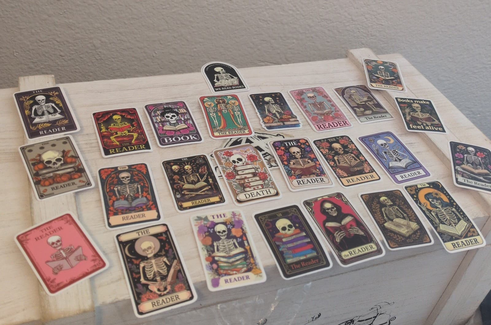 Vibrant Skeleton Tarot The Reader Cards 25 Pack Of Stickers - Image 1