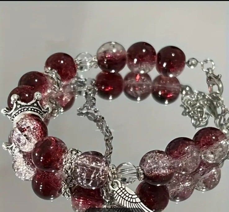 Elegant Deep Red Crown Charm Bracelet - Versatile & Stylish Women's Fashion - Image 1