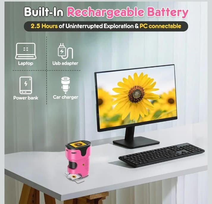 1000X Microscope 4K 2.0" Screen Rechargeable Mini Pocket Digital microscopes - Thumbnail 4