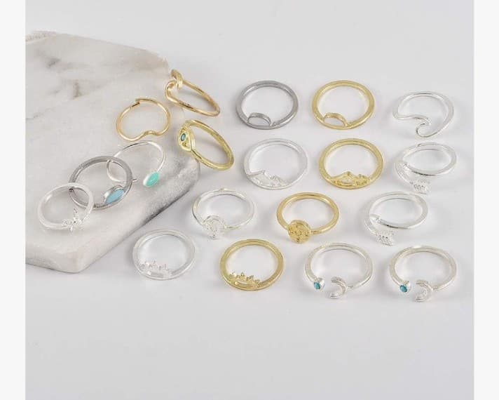 ✨ 18-PIECE TRENDY BOHO STATEMENT RING SET - NEW! ✨ - Thumbnail 6