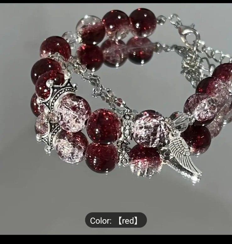 Elegant Deep Red Crown Charm Bracelet - Versatile & Stylish Women's Fashion - Thumbnail 4