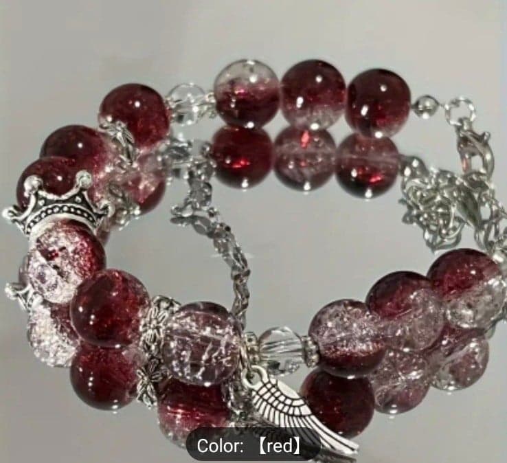 Elegant Deep Red Crown Charm Bracelet - Versatile & Stylish Women's Fashion - Thumbnail 3