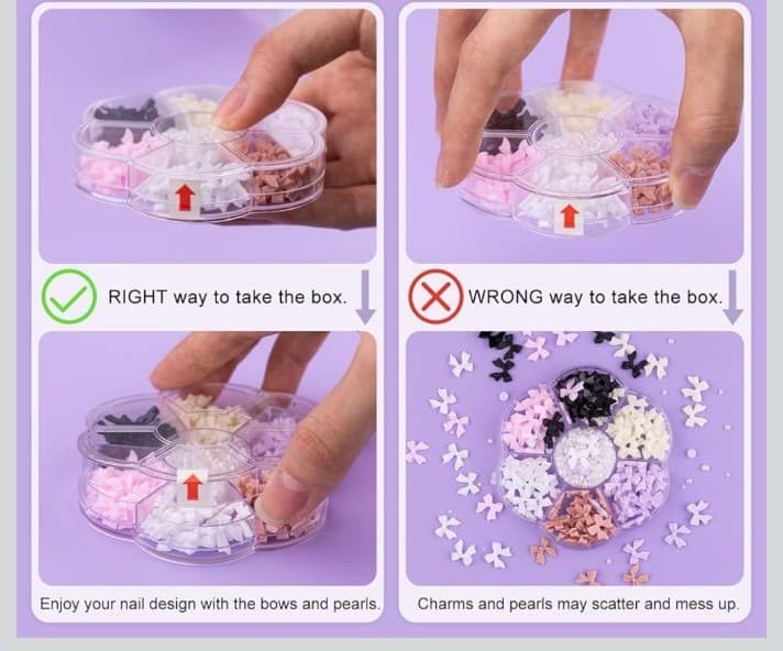 Pink,purple and white bows for nail decorations & white pearls tweezers& pencil - Thumbnail 4