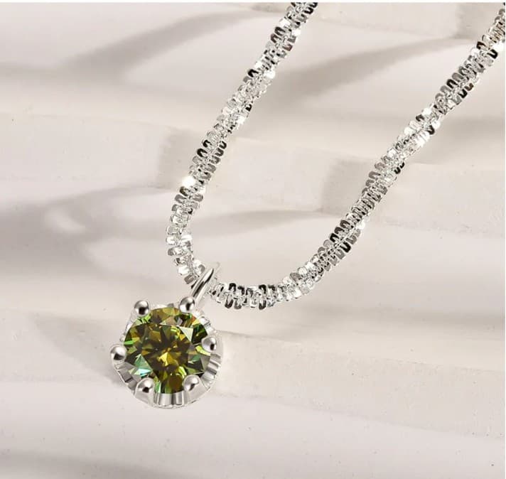 Starry sky sparkling round cut moissenite pendant Sterling silver stamped 925 - Thumbnail 2