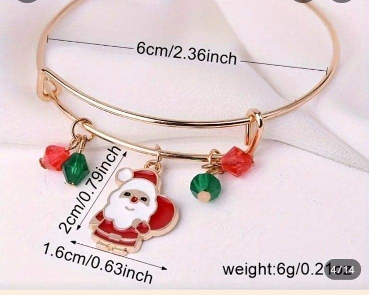 Festive candy cane Charm Adjustable Bracelet Cute Cartoon Design For Girls - Thumbnail 2
