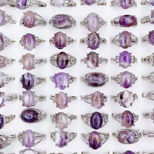 Amethyst and Silver Gemstone Rings with Elegant Designs 1 ring - Thumbnail 4
