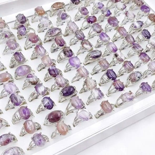 Amethyst and Silver Gemstone Rings with Elegant Designs 1 ring - Thumbnail 3