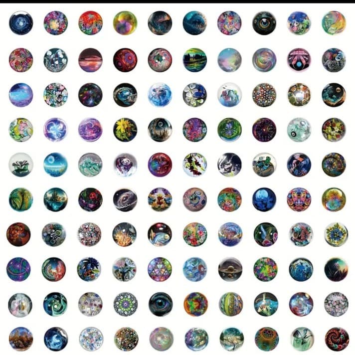Psychedelic Cosmic Sticker Collection with Vibrant Colors - Thumbnail 6
