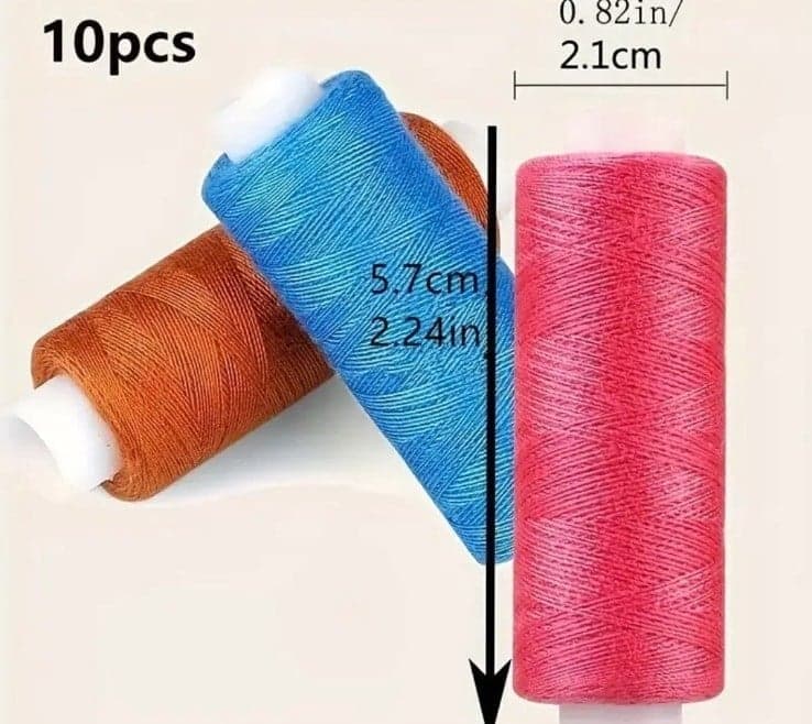10 Rolls Mixed Color Polyester Sewing Thread Set, Durable & Soft for Enthusiasts - Thumbnail 2