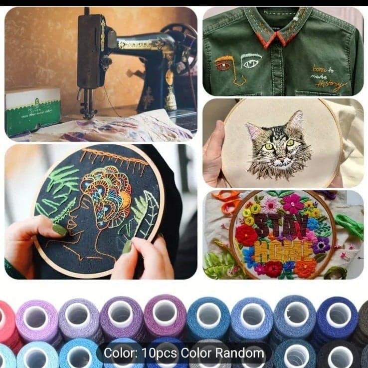 10 Rolls Mixed Color Polyester Sewing Thread Set, Durable & Soft for Enthusiasts - Thumbnail 5