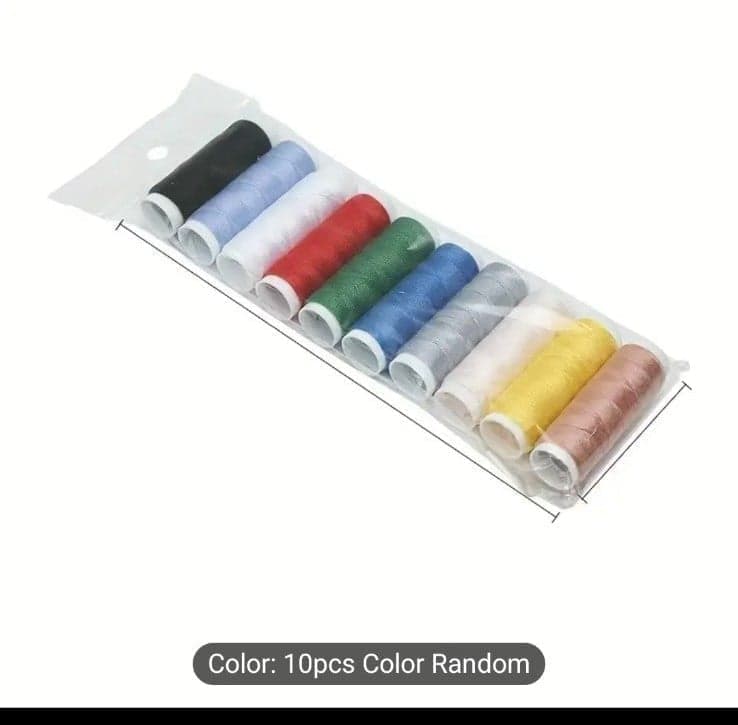 10 Rolls Mixed Color Polyester Sewing Thread Set, Durable & Soft for Enthusiasts - Thumbnail 3