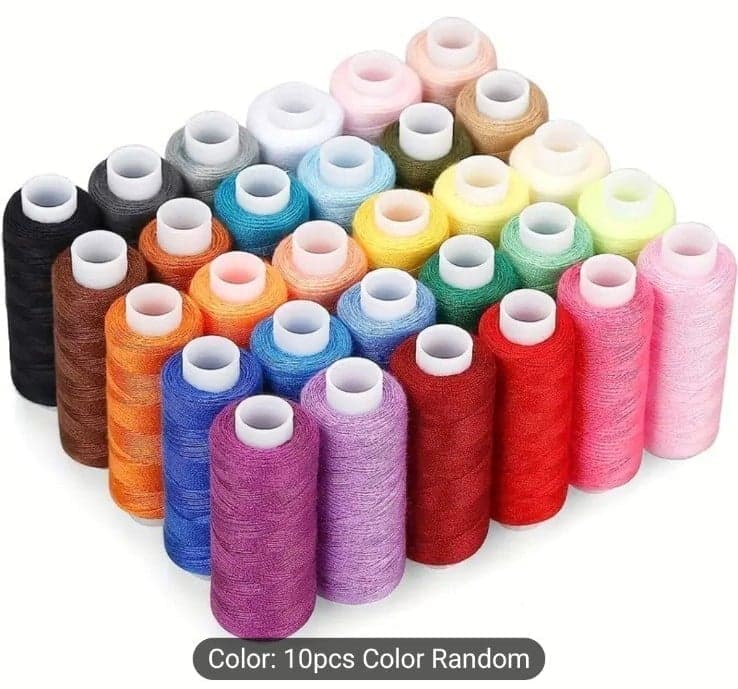 10 Rolls Mixed Color Polyester Sewing Thread Set, Durable & Soft for Enthusiasts - Image 1