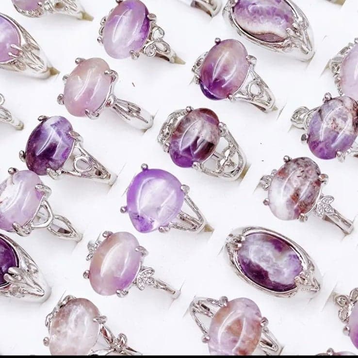 Amethyst and Silver Gemstone Rings with Elegant Designs 1 ring - Image 1