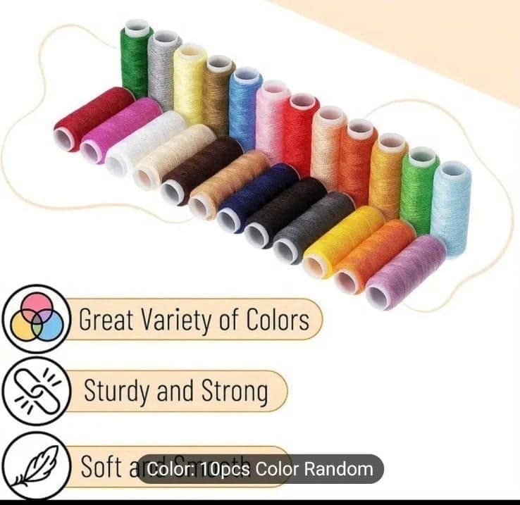 10 Rolls Mixed Color Polyester Sewing Thread Set, Durable & Soft for Enthusiasts - Thumbnail 4