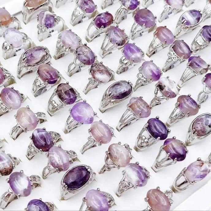 Amethyst and Silver Gemstone Rings with Elegant Designs 1 ring - Thumbnail 2