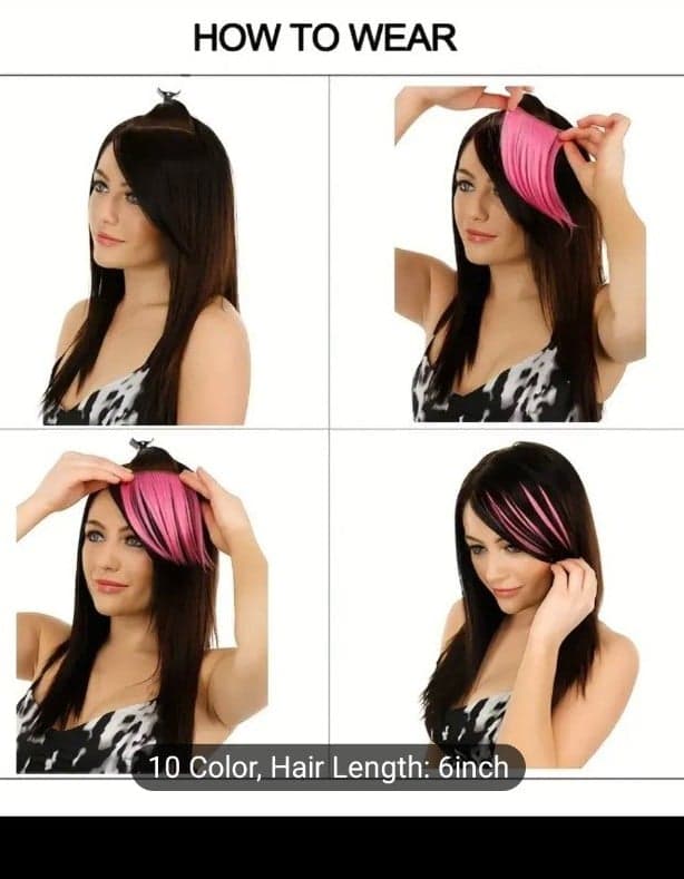 Vibrant space grey/silver Synthetic Hair Clip n Bangs Hairbangs adjustable clips - Thumbnail 3