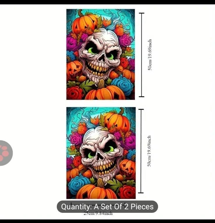 2-Pack PVC Skull and Pumpkin B-Pillar Decal Set, Scratch-Resistant Vehicle Door - Thumbnail 8