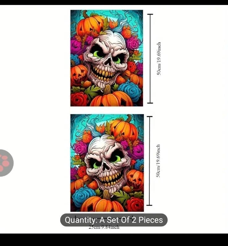 2-Pack PVC Skull and Pumpkin B-Pillar Decal Set, Scratch-Resistant Vehicle Door - Image 1