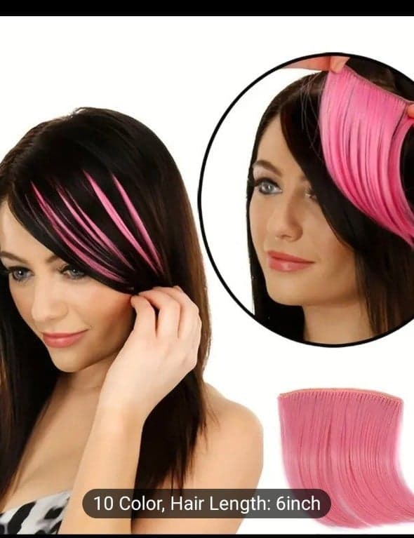 Vibrant space grey/silver Synthetic Hair Clip n Bangs Hairbangs adjustable clips - Thumbnail 2