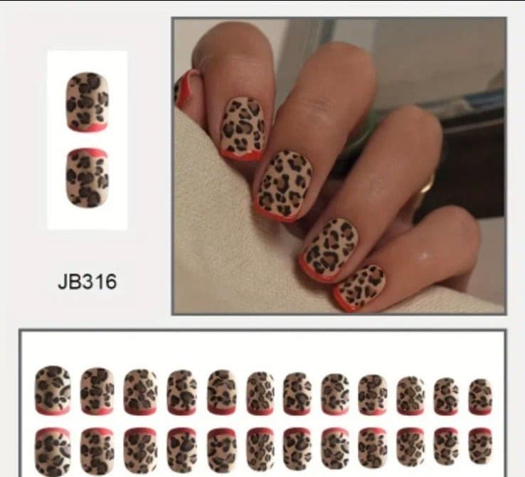 24pcs Chic Leopard Print Press-On Nails Set - Matte Finish, Short Square Shape - Image 1
