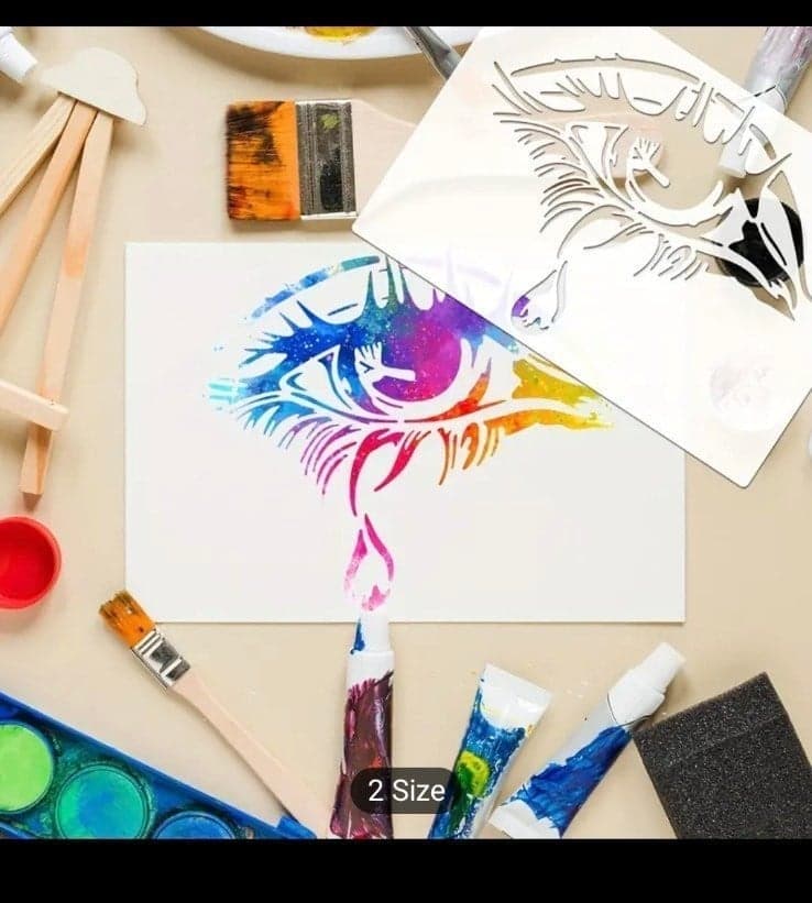Czong Big Eye & Tears Stencil For DIY Crafts - Durable Plastic Template For Wall - Thumbnail 6