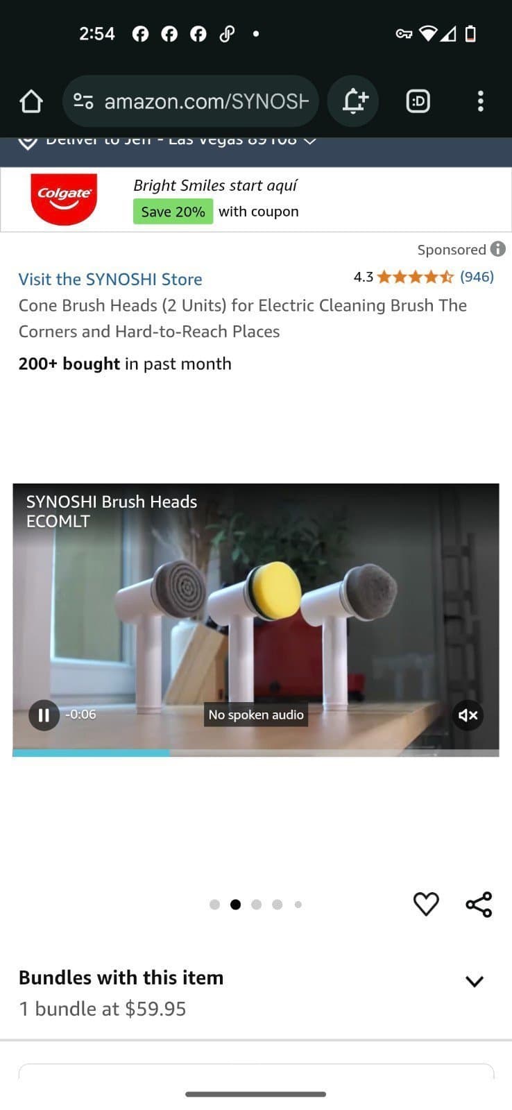 Synoshi Cone Brush Heads (2 Units) for Electric Cleaning Brush The Corners2units - Thumbnail 2