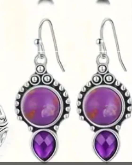 Elegant Purple and Silver Earrings - Image 1