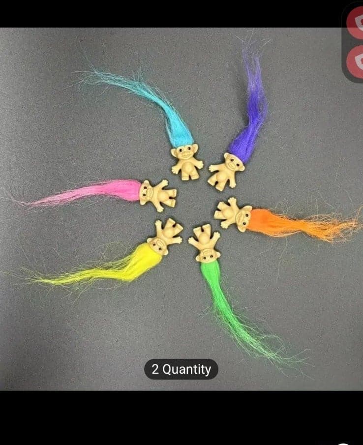 6(Magical Mini Troll Doll Figures) Magical, Colorful Mini Troll Dolls w Longhair - Image 1