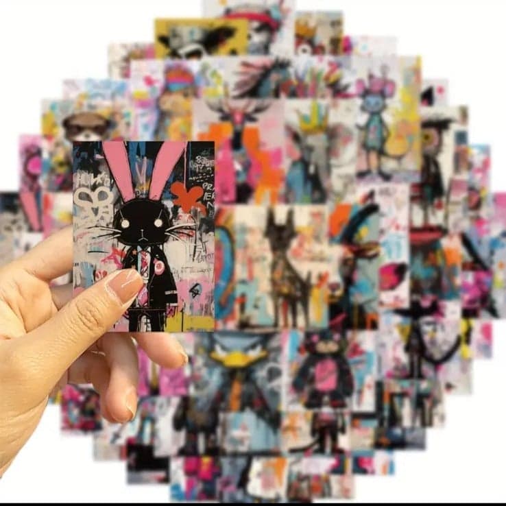 Pink and Blue Cartoon Stickers Whimsical Design 25 pack - Thumbnail 5