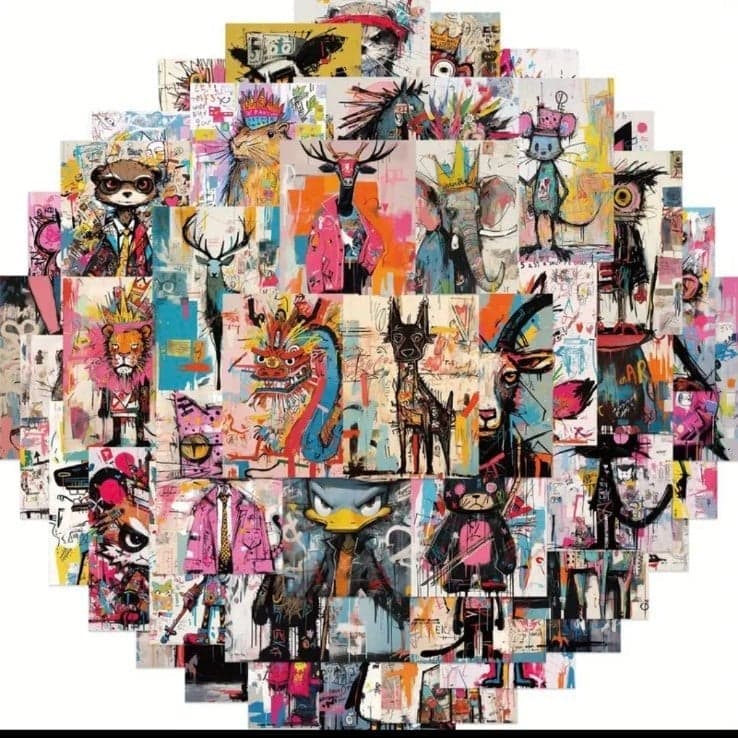 Pink and Blue Cartoon Stickers Whimsical Design 25 pack - Thumbnail 2