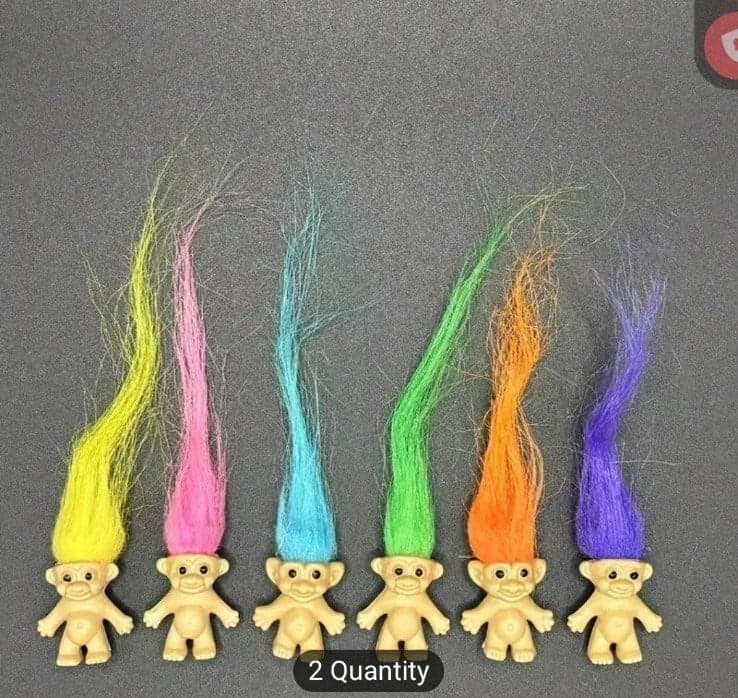 6(Magical Mini Troll Doll Figures) Magical, Colorful Mini Troll Dolls w Longhair - Thumbnail 3