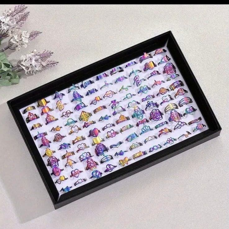 Iridescent Blue and Purple Rings Collection 1 ring per purchase - Thumbnail 2