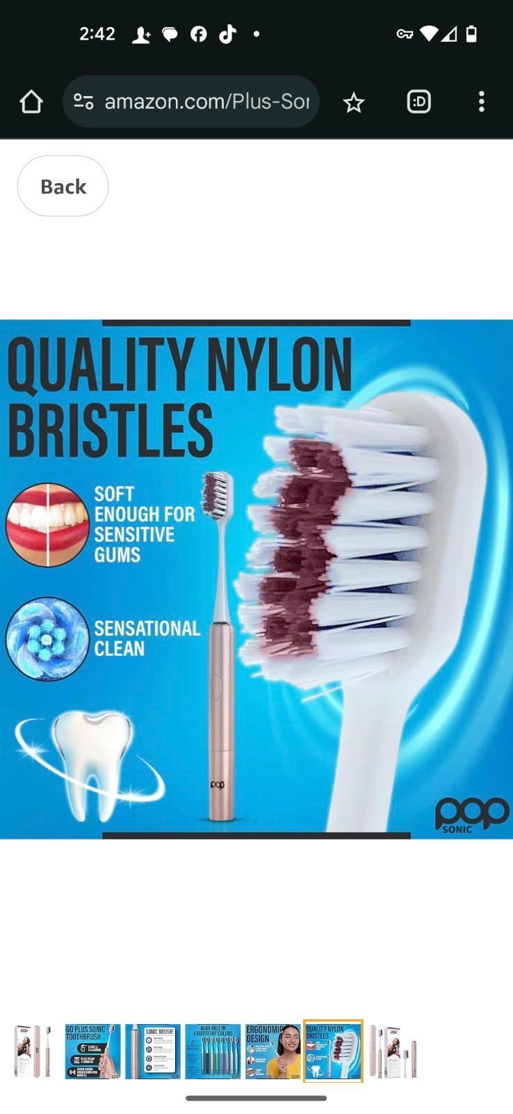 Pop Sonic Go Plus Travel Toothbrush | Travel Electric Toothbrush (Rose Gold) - Thumbnail 5