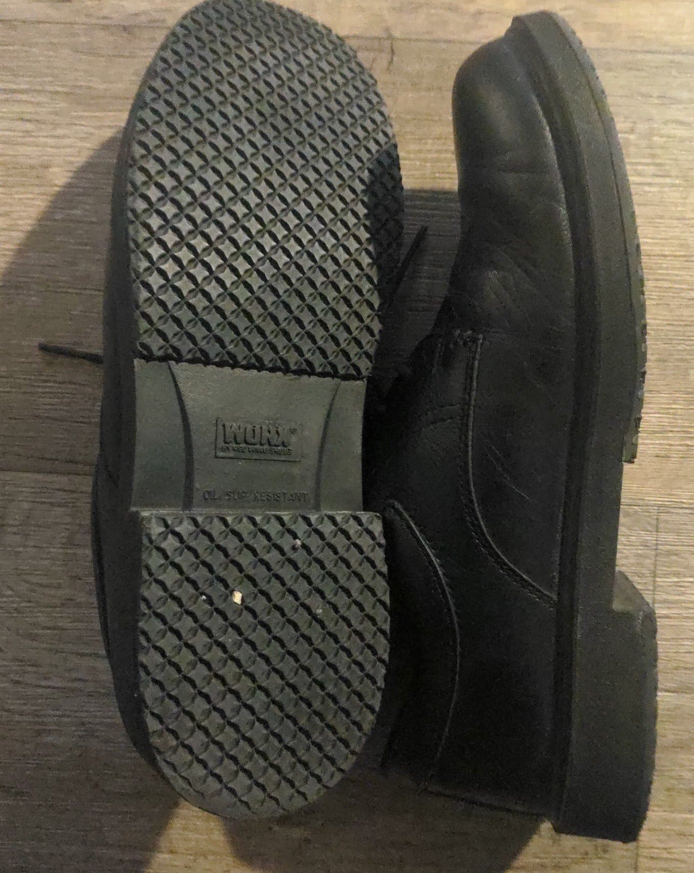 Wurx black leather men's shoes slip resistant size 10 m - Thumbnail 5