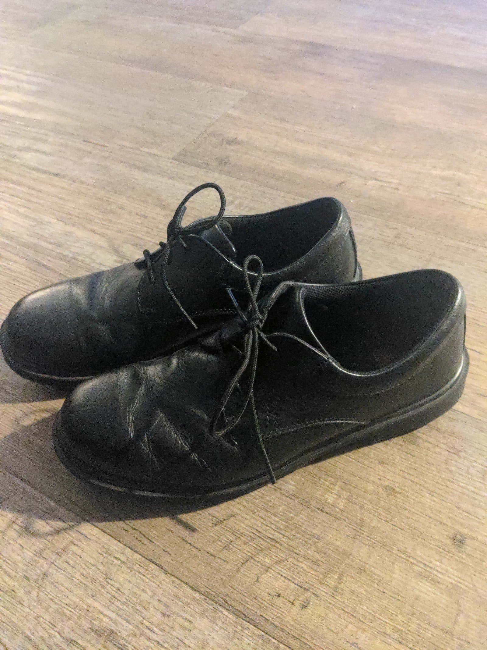 Wurx black leather men's shoes slip resistant size 10 m - Thumbnail 2