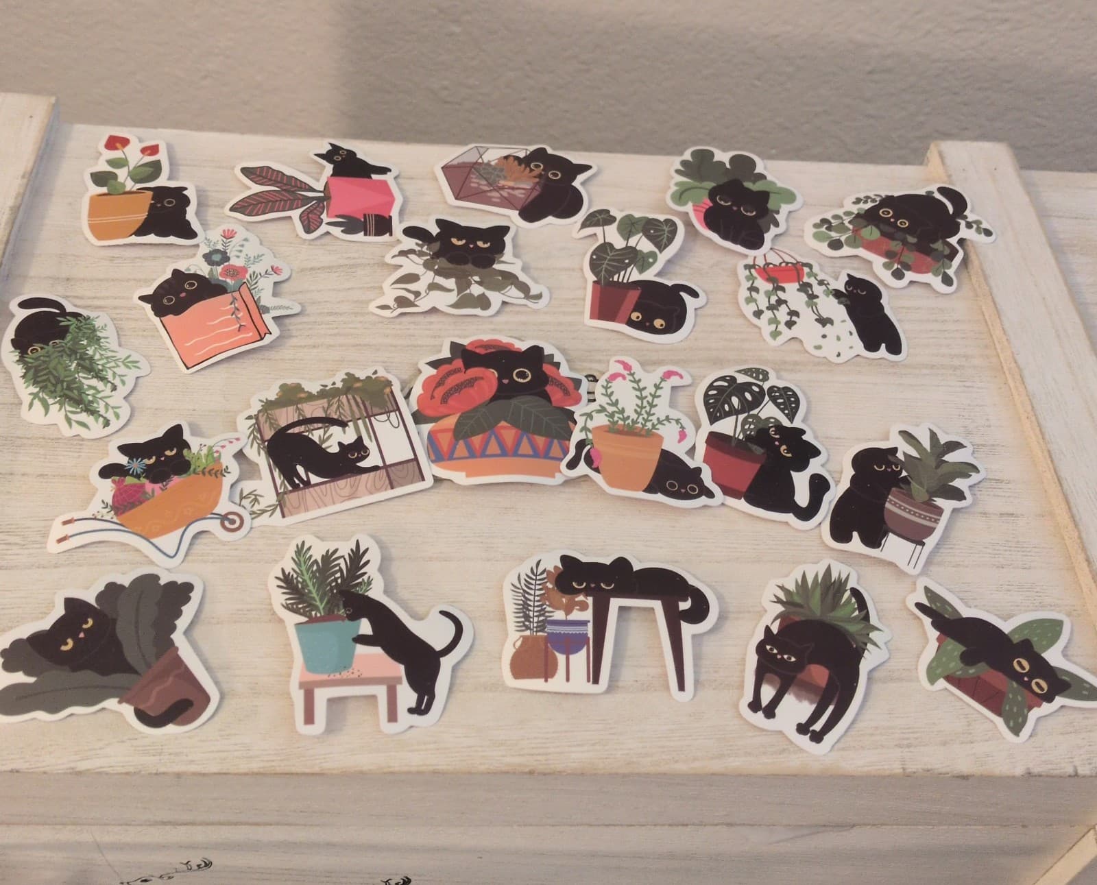 Black Cat Plant Stickers - Image 1