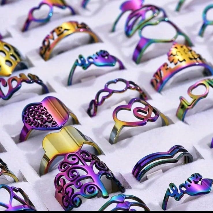 Iridescent Blue and Purple Rings Collection 1 ring per purchase - Thumbnail 3