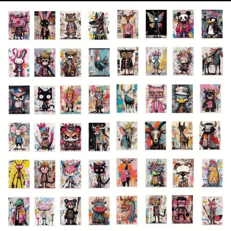 Pink and Blue Cartoon Stickers Whimsical Design 25 pack - Thumbnail 3