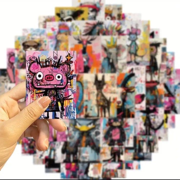 Pink and Blue Cartoon Stickers Whimsical Design 25 pack - Thumbnail 4