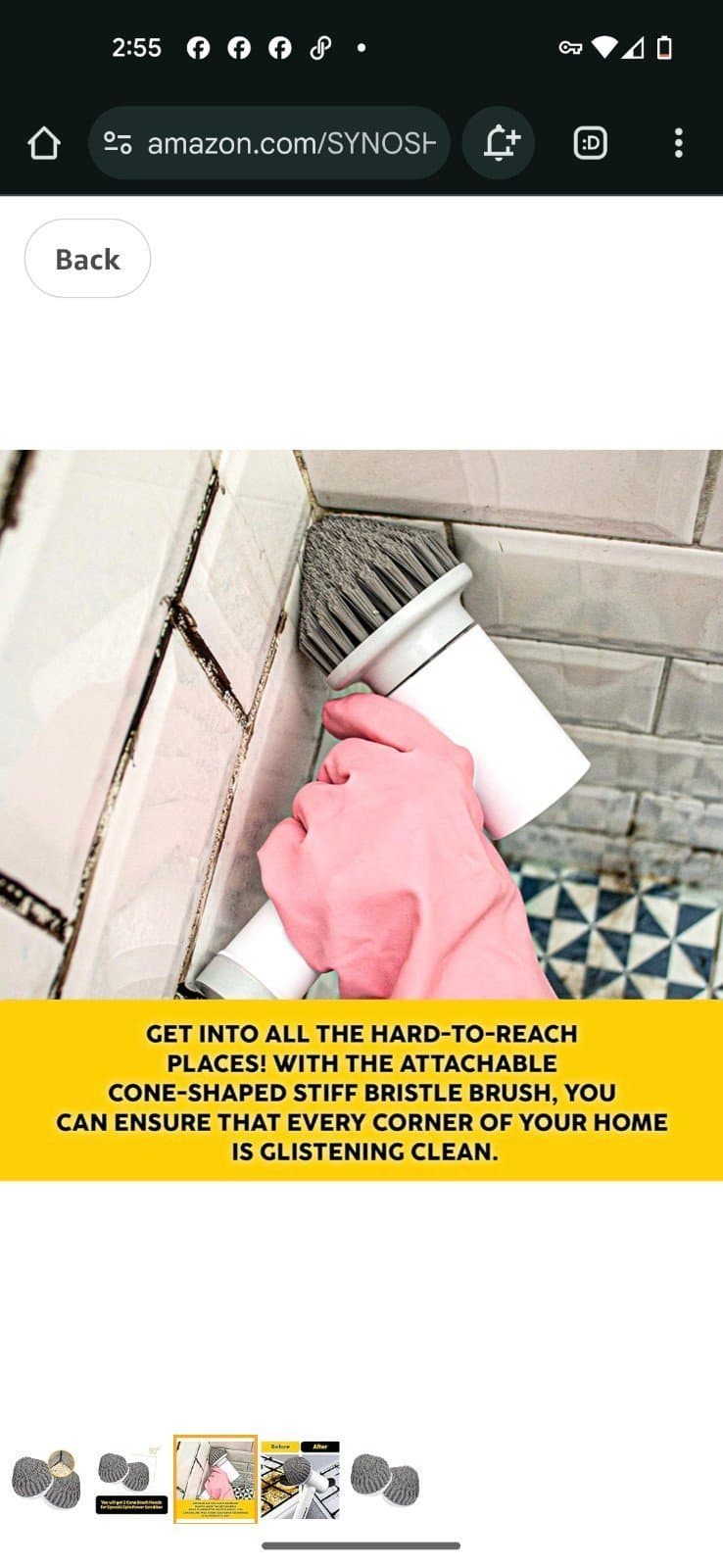 Synoshi Cone Brush Heads (2 Units) for Electric Cleaning Brush The Corners2units - Thumbnail 4