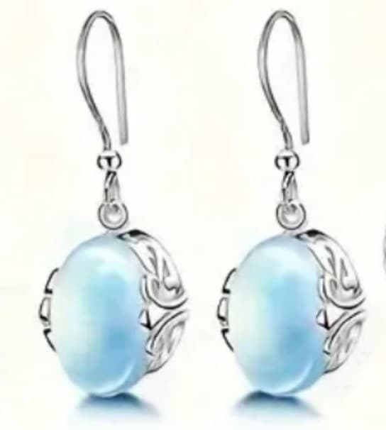Elegant Silver and Blue Opal Earrings - Image 1