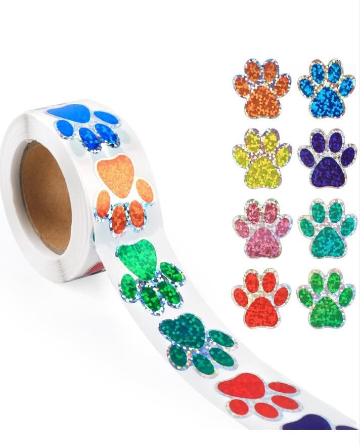 Colorful Paw Print Sticker Roll - Image 1